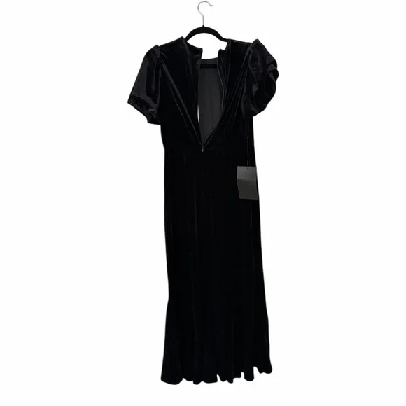 TUCKERNUCK Black Velvet Elodie Dress NWT Size Small Midi Flare Hem - Picture 5 of 10